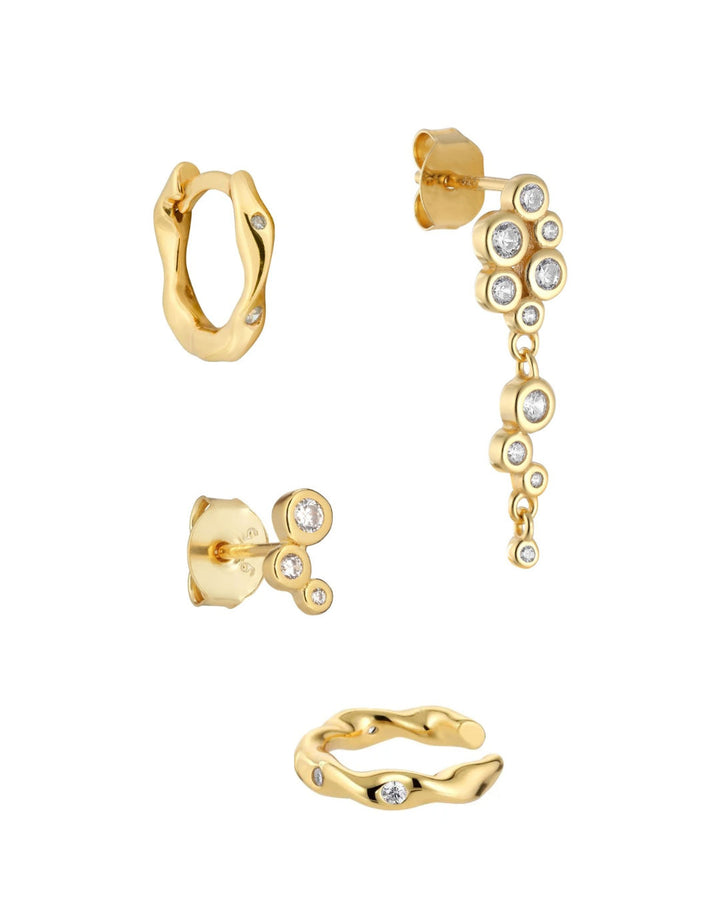 Twist 18K Gold Plated Earrings w. Zirconia Party Box