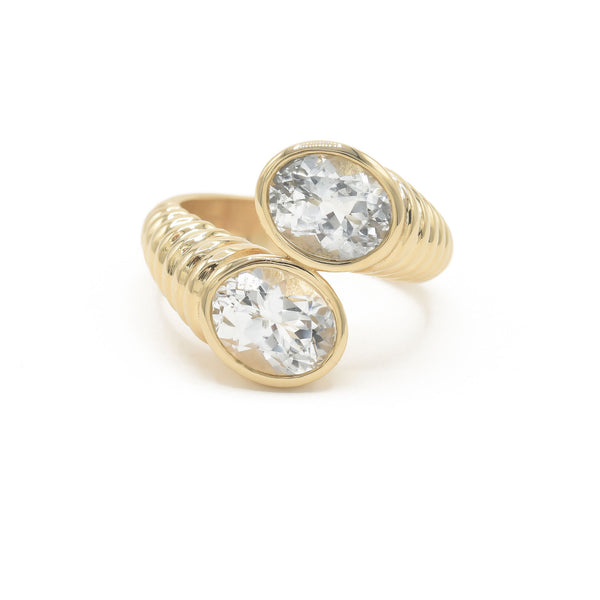 Twisted Sister 14K Gold Ring w. Topaz