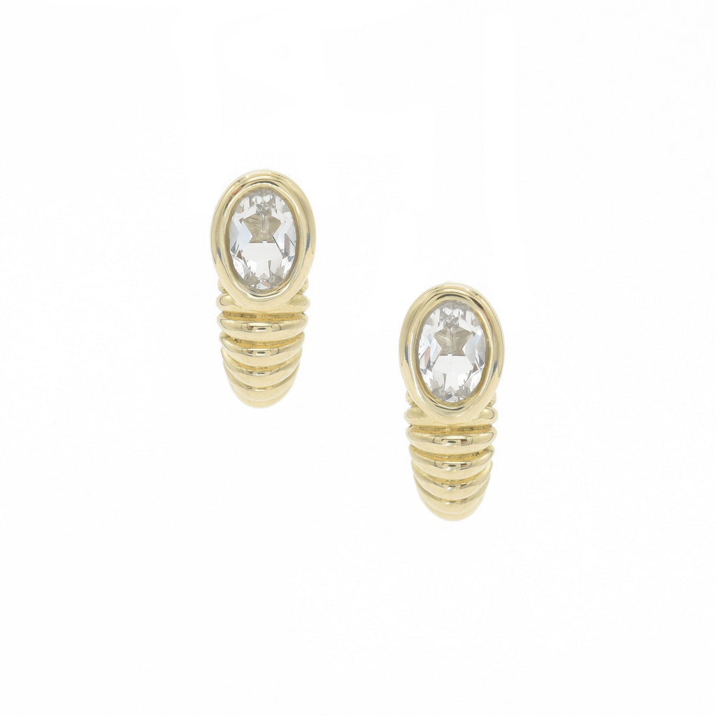Twisted Sister 14K Gold Studs w. Topaz