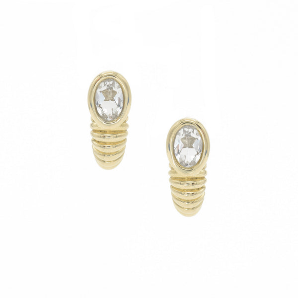 Twisted Sister 14K Gold Studs w. Topaz