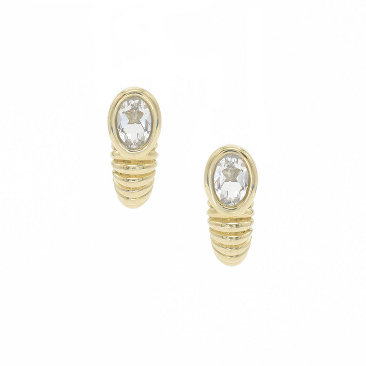 Twisted Sister 14K Gold Studs w. Topaz