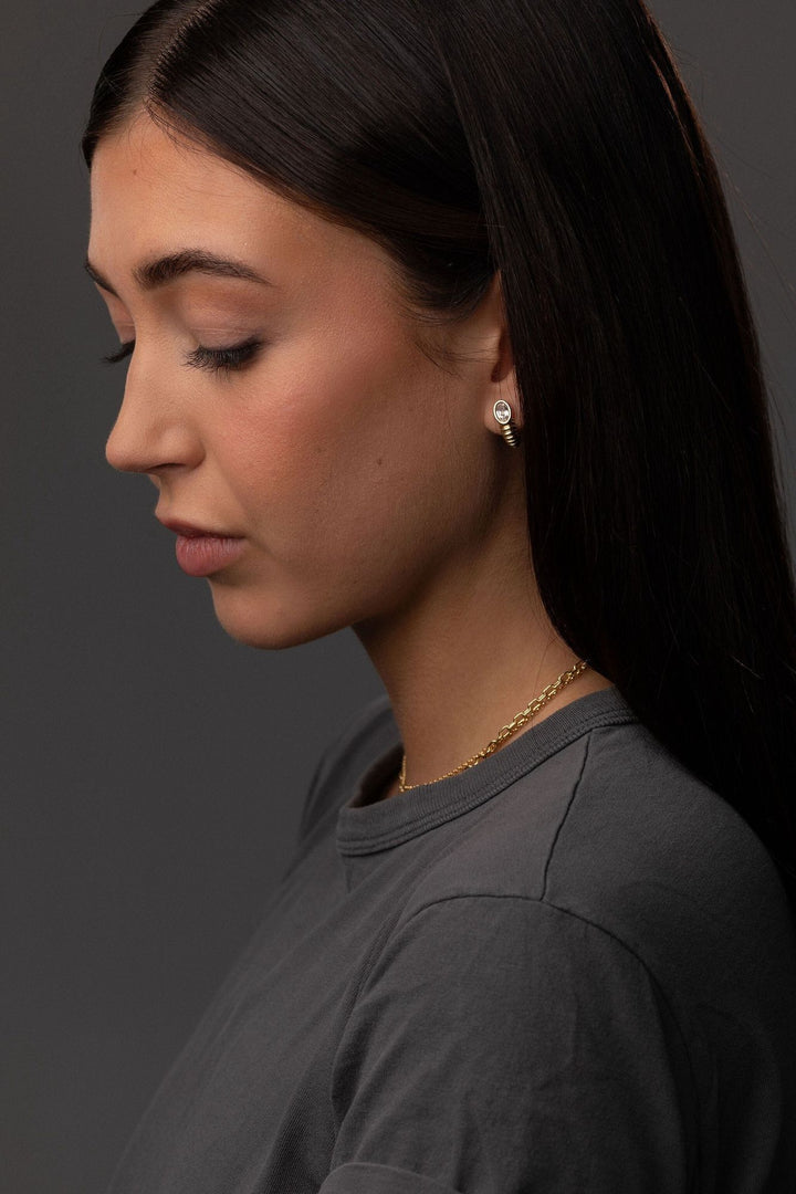 Twisted Sister 14K Gold Studs w. Topaz