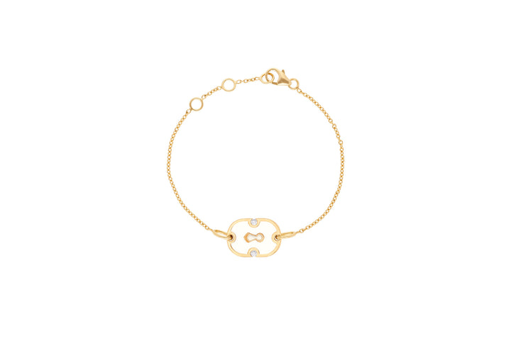 Unlock White 18K Gold & Ceramic Bracelet w. Diamonds