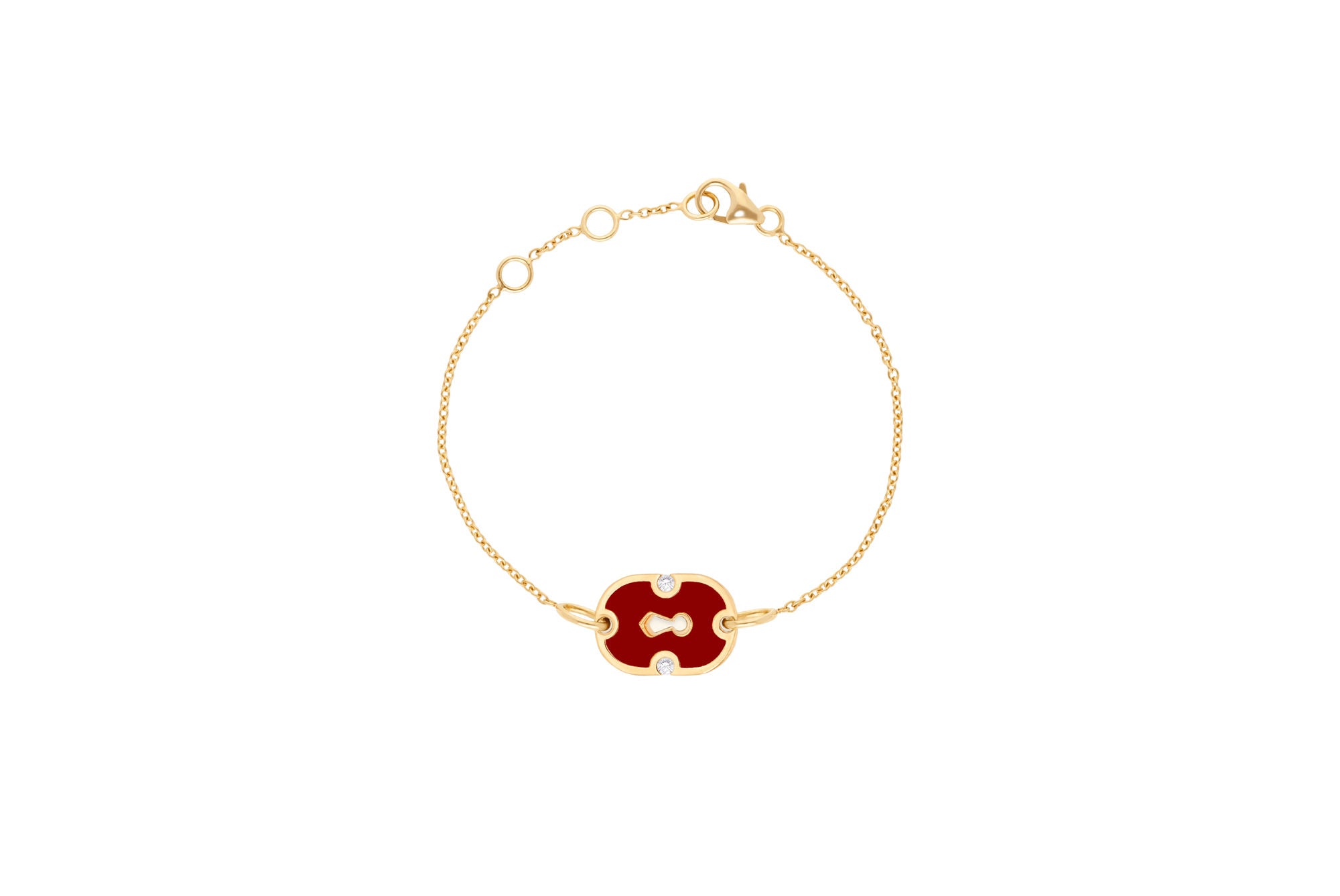 Unlock Red 18K Gold & Ceramic Bracelet w. Diamonds