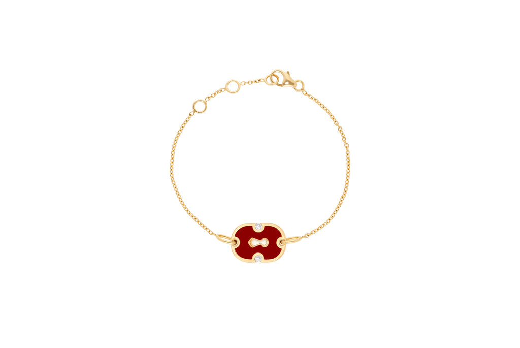 Unlock Red 18K Gold & Ceramic Bracelet w. Diamonds