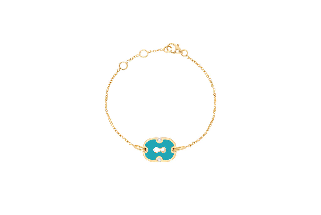 Unlock Cyan 18K Gold & Ceramic Bracelet w. Diamonds