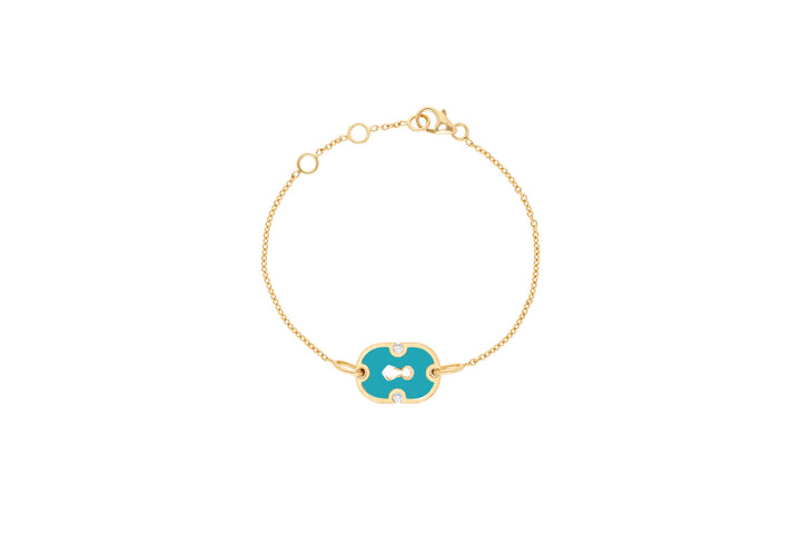 Unlock Cyan 18K Gold & Ceramic Bracelet w. Diamonds