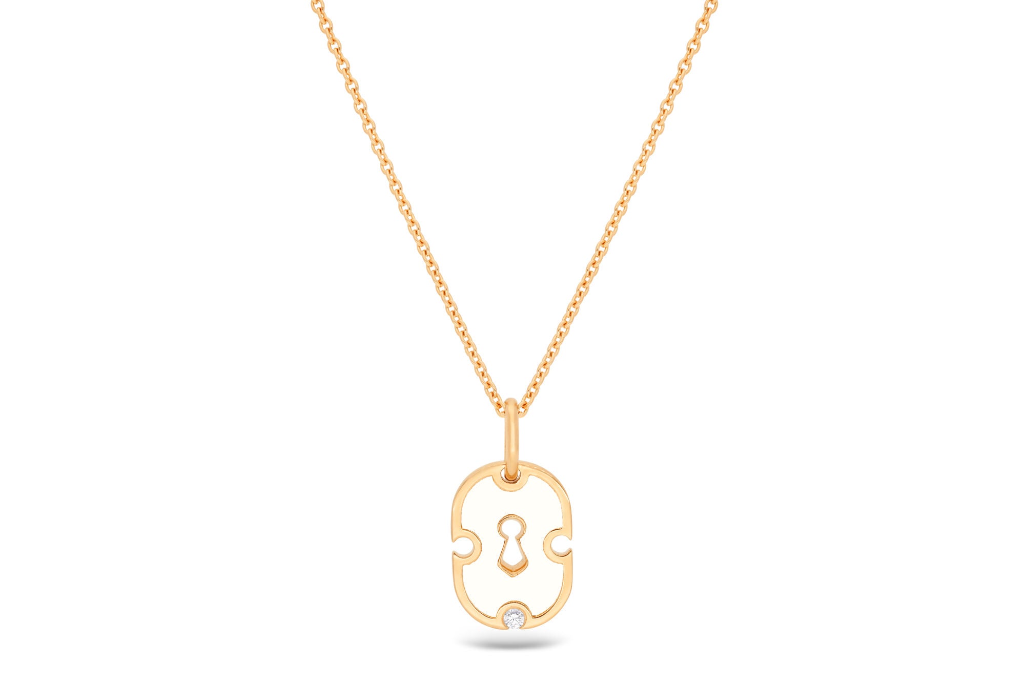 Unlock White 18K Gold & Ceramic Necklace w. Diamond
