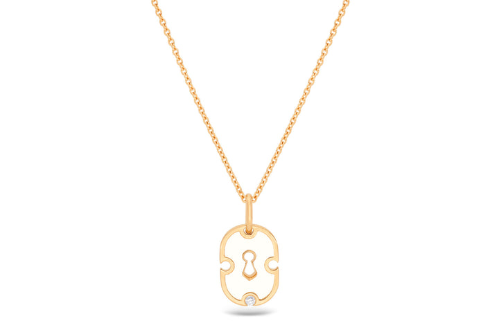 Unlock White 18K Gold & Ceramic Necklace w. Diamond