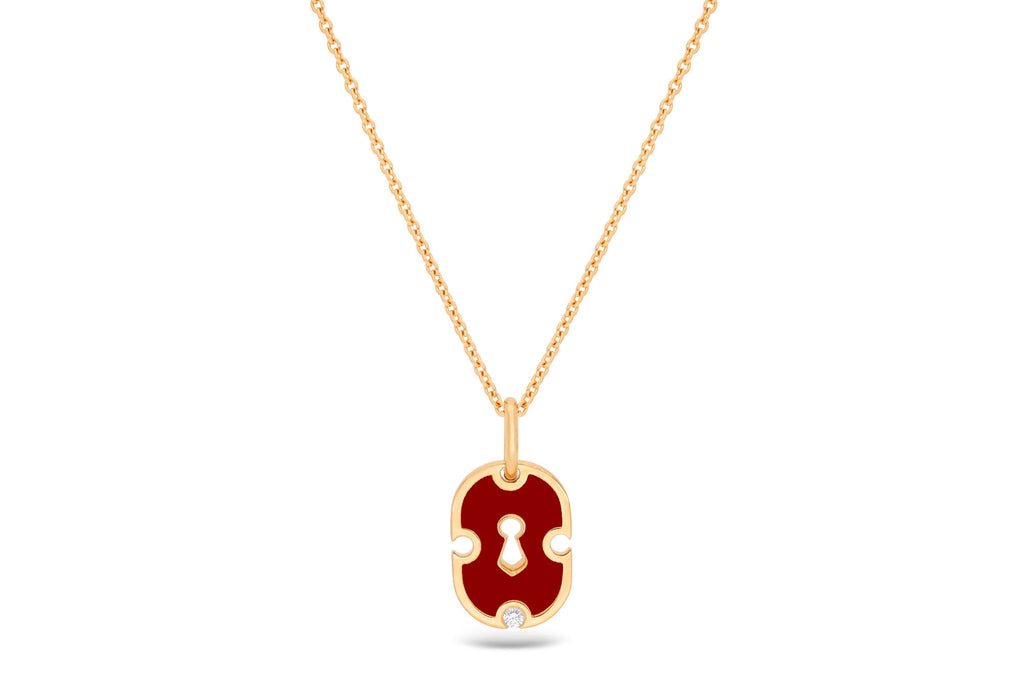 Unlock Red 18K Gold & Ceramic Necklace w. Diamond