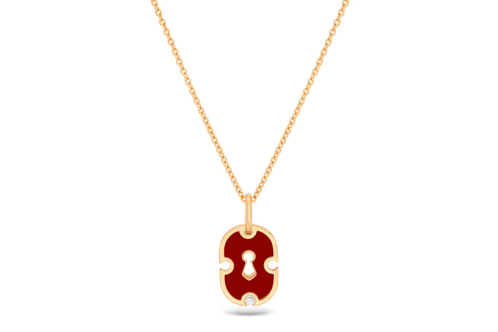 Unlock Red 18K Gold & Ceramic Necklace w. Diamond