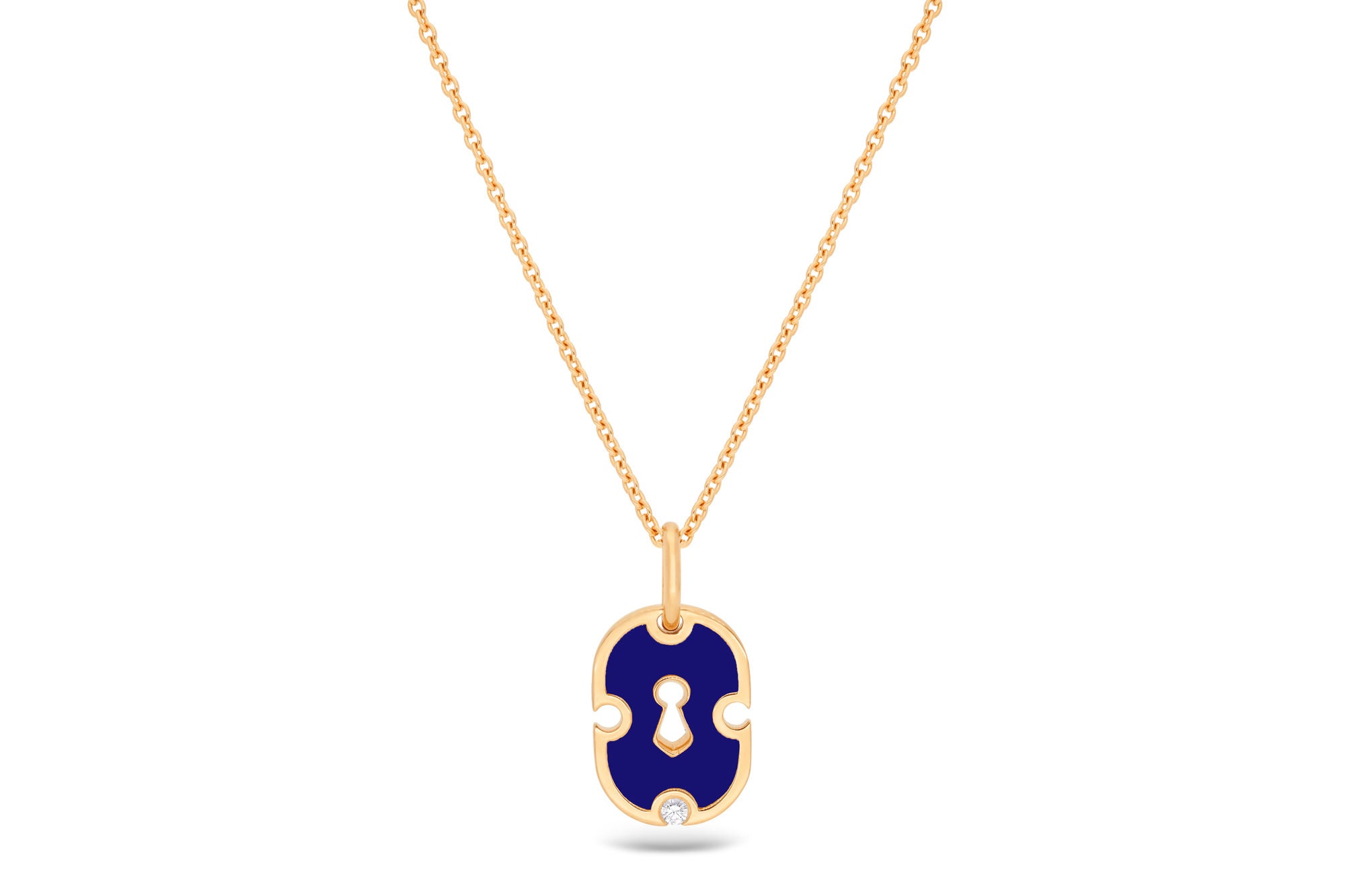 Unlock Arizona Blue 18K Gold & Ceramic Necklace w. Diamond