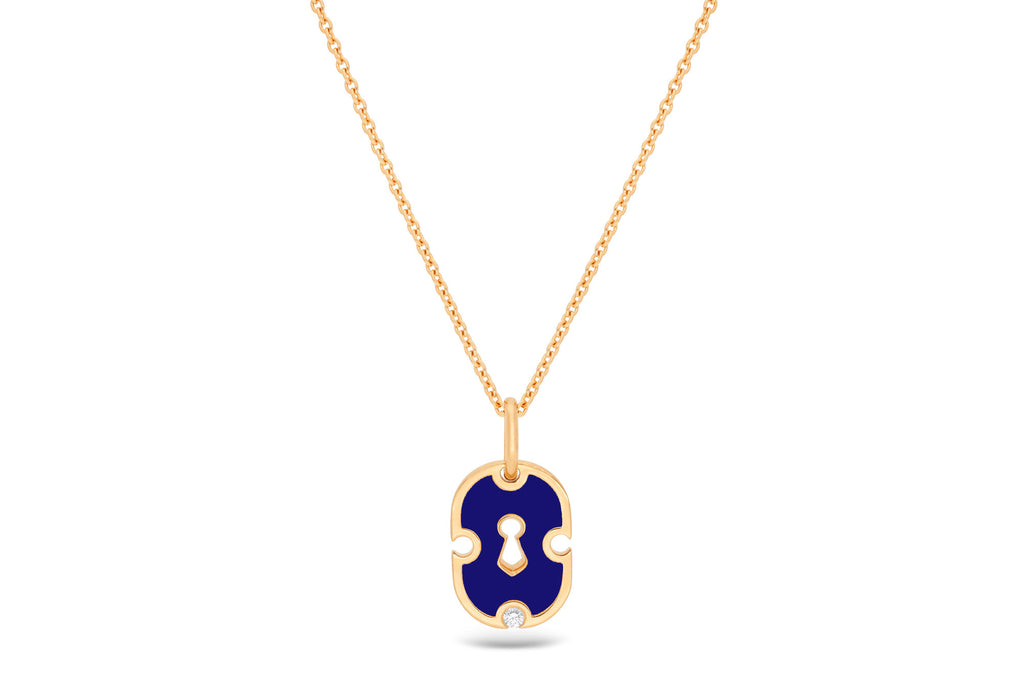 Unlock Arizona Blue 18K Gold & Ceramic Necklace w. Diamond