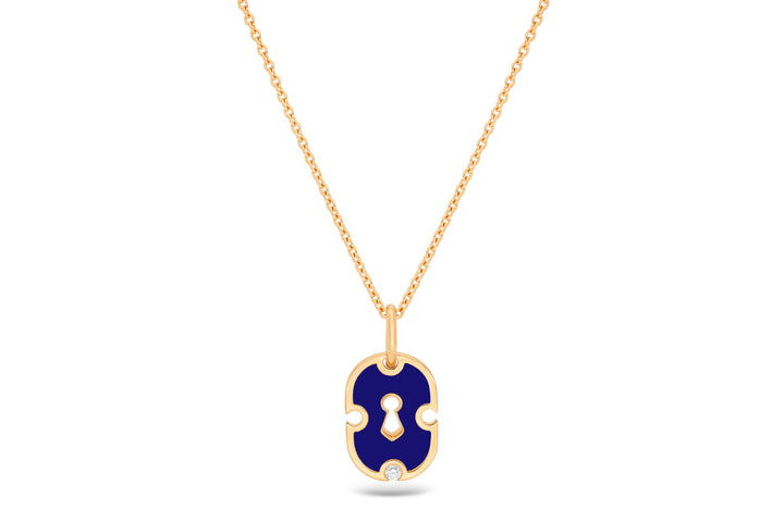 Unlock Arizona Blue 18K Gold & Ceramic Necklace w. Diamond