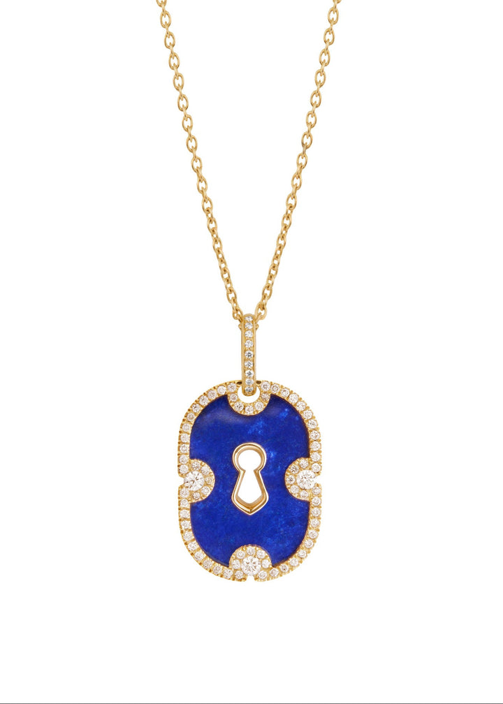 Unlock Lapis Lazuli 18K Gold Necklace w. Diamond