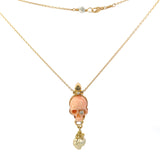 Memento Mori 18K & 22K Gold Necklace w. Keshi Pearl, Diamond & Sapphire