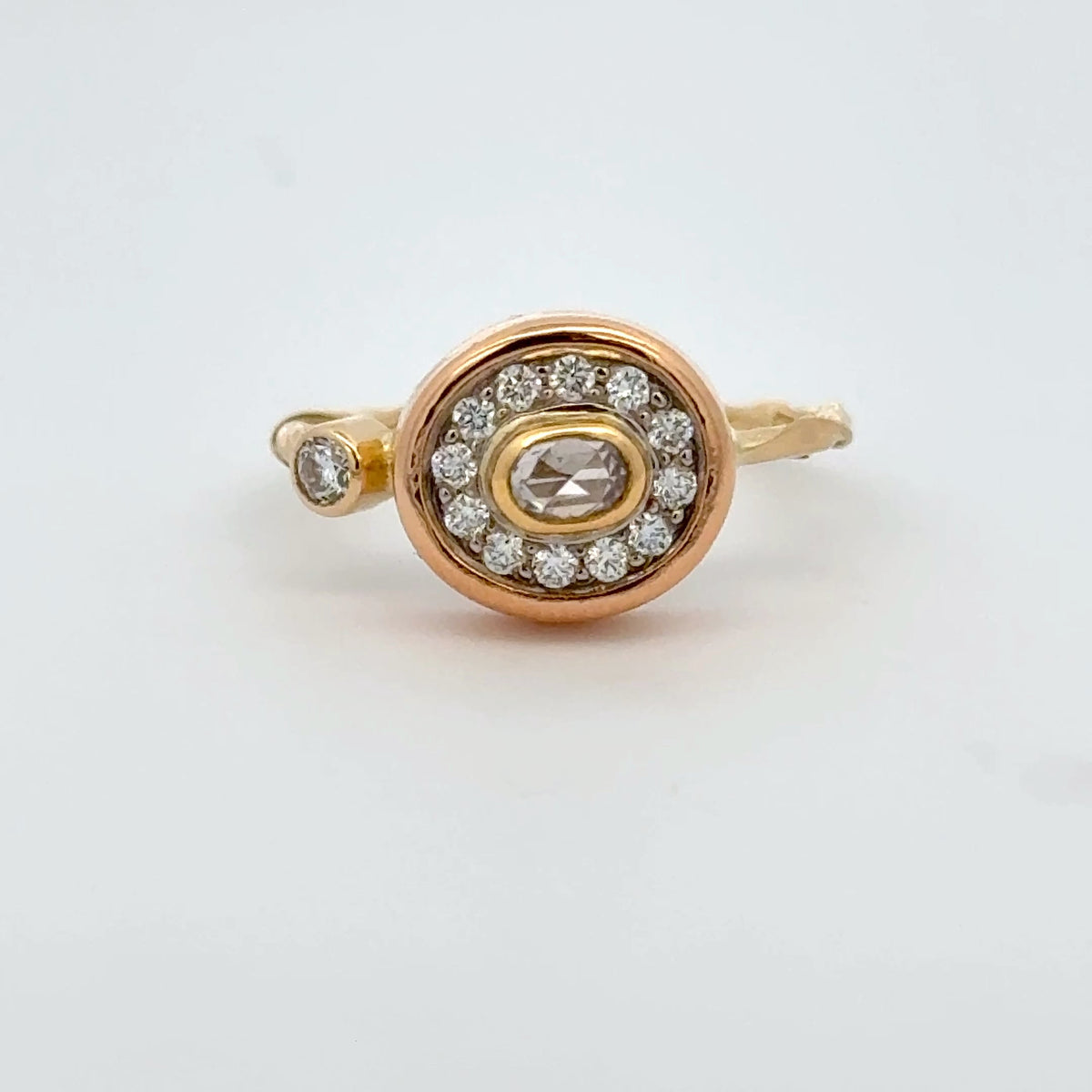 Pavé Cocktail 18K & 22K Gold Ring w. Diamond