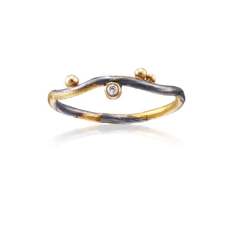 Seafire Guld & Sølv Ring m. Diamant, 0.02 ct