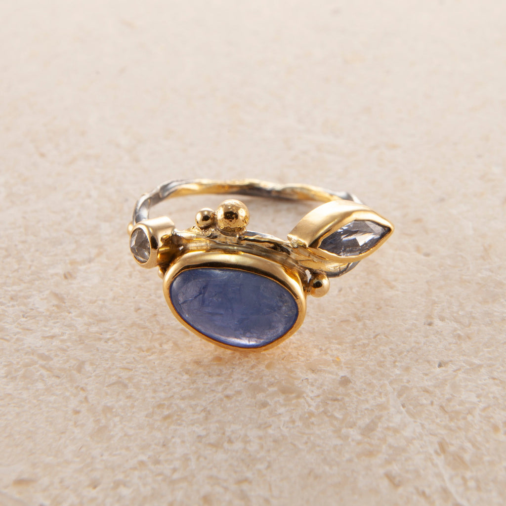 Seafire 18K & 22K Guld Ring m. Safir & Diamant