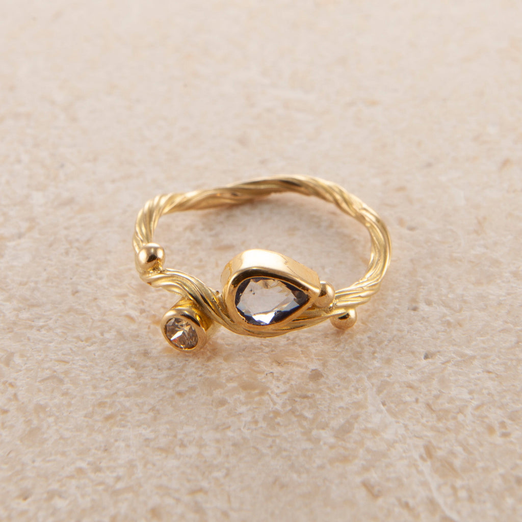 Seafire 18K & 22K Guld Ring m. Safir Champagnefarvet Diamant