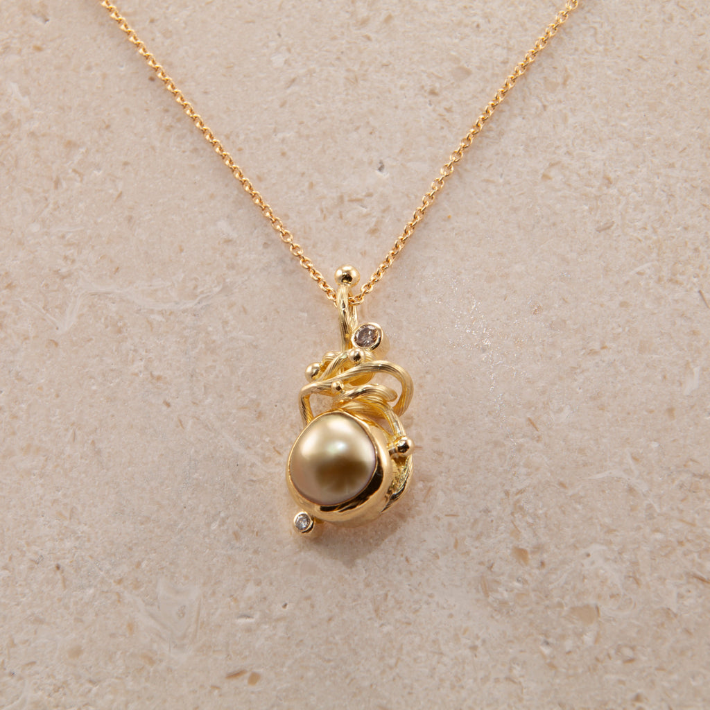 Gone Fishing 18K & 22K Guld Halskæde m. Champagnefarvede Diamanter