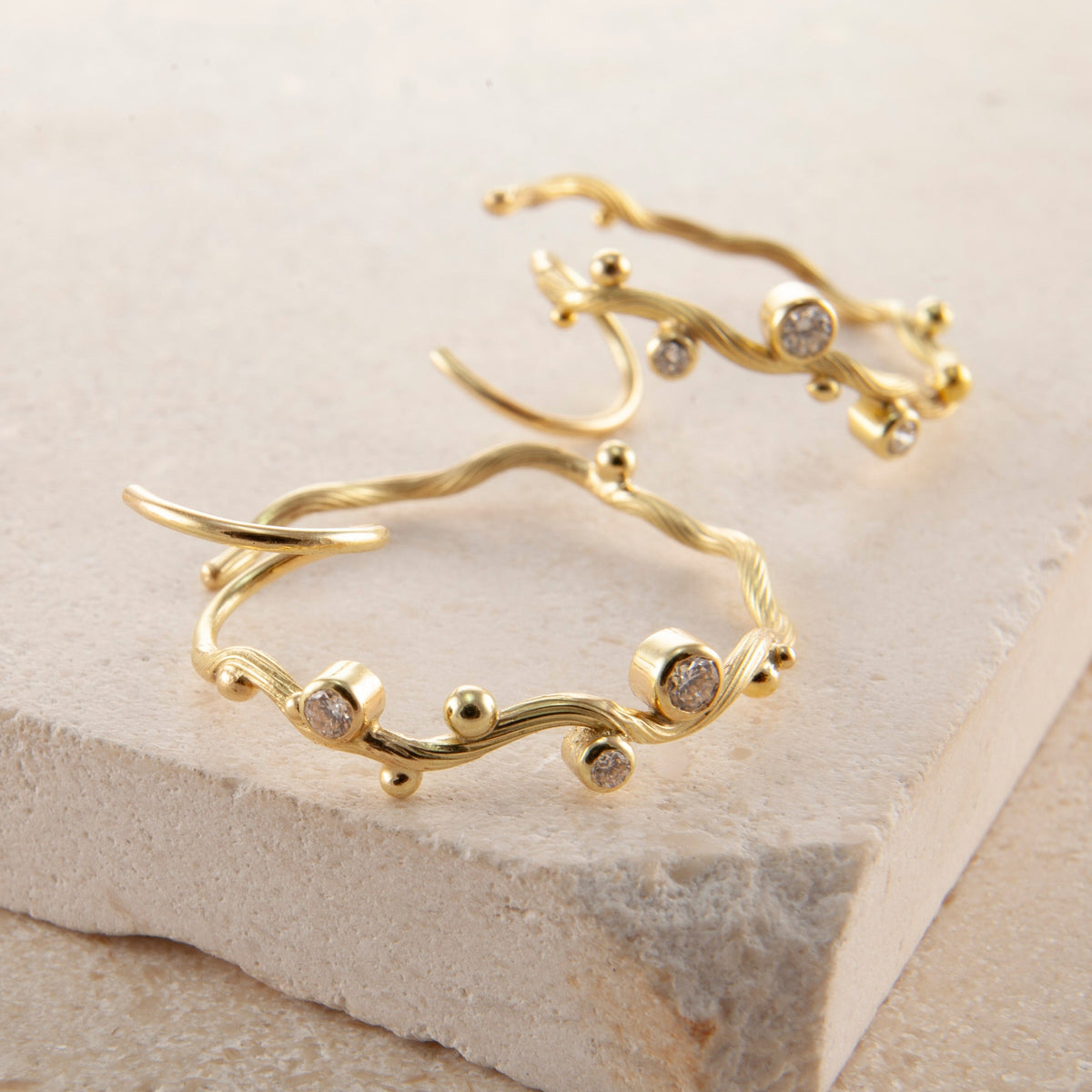 Tallulah Large 18K & 22K Gold Hoop w. Diamonds