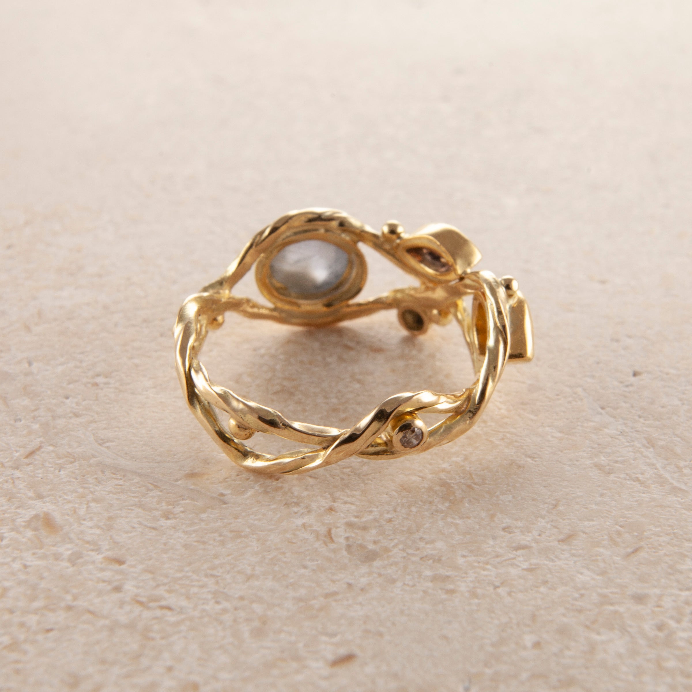 Seafire 18K & 22K Gold Ring w. Star Sapphire & Diamond