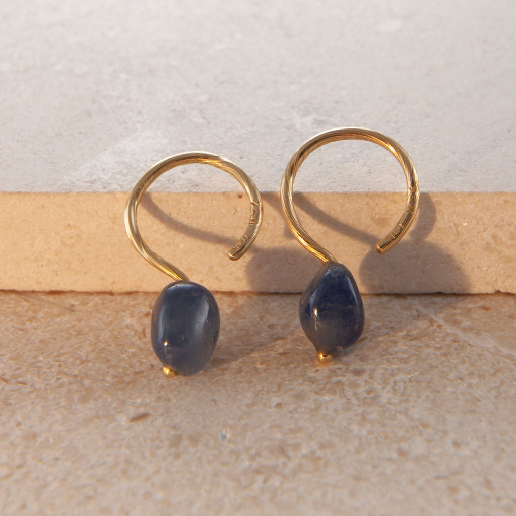 18K Guld Øreringe m. Safir