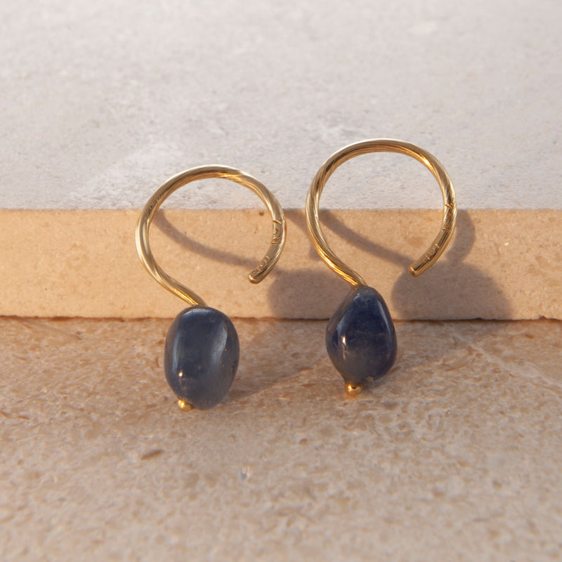 18K Guld Øreringe m. Safir