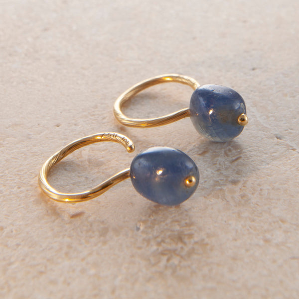 18K Guld Øreringe m. Safir