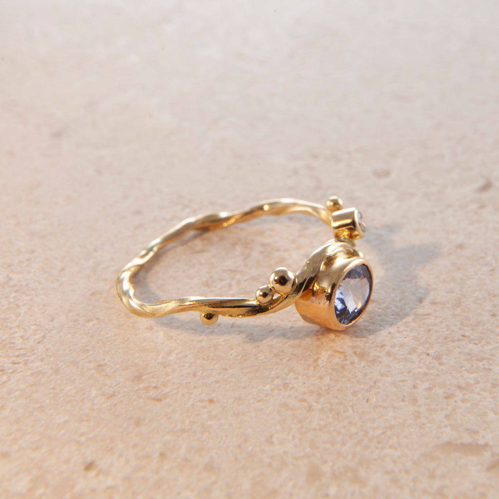 Seafire 18K, 22K & 24K Gold & Silver Ring w. Sapphire & Diamond