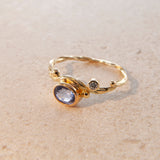 Seafire 18K, 22K & 24K Gold & Silver Ring w. Sapphire & Diamond