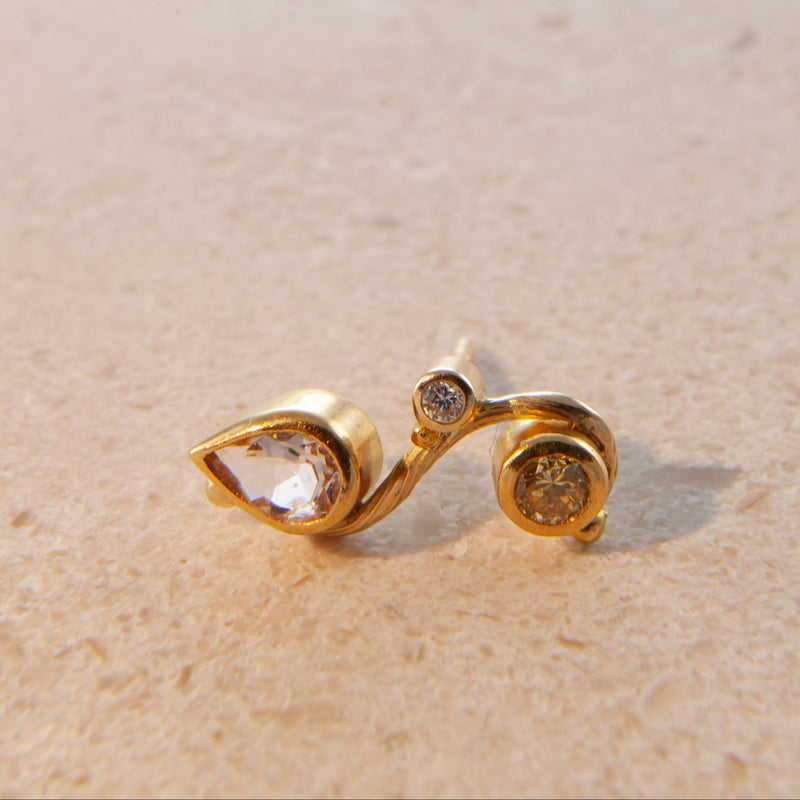 Seafire 18K & 22K Guld Ørering m. Morganit & Diamanter