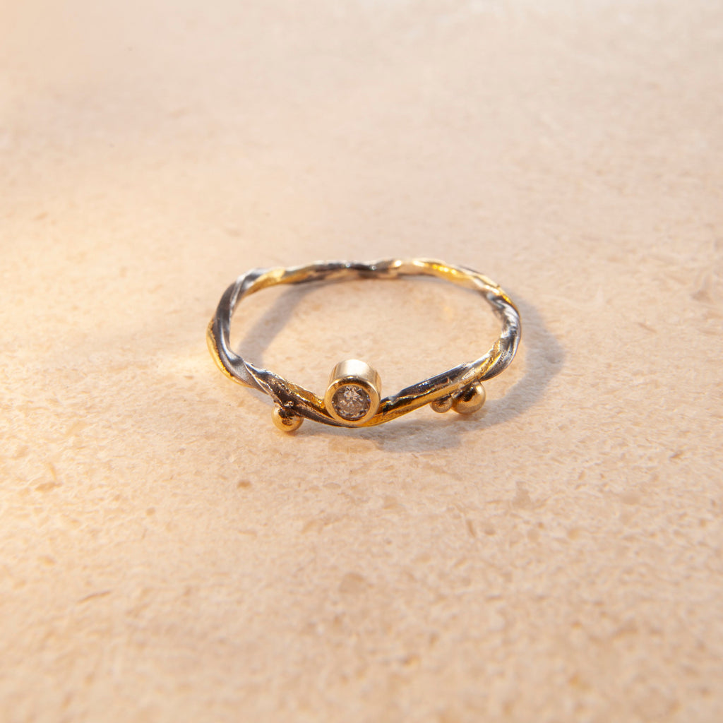 Seafire 18K, 22K & 24K Gold & Silver Ring w. Diamond