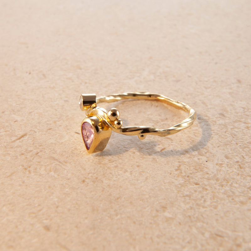 Seafire 22K Guld Ring m. Safir & Diamant