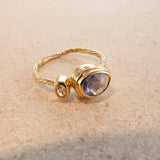 Cocktail 18K og 22K Guld Ring m. Safir & Diamant