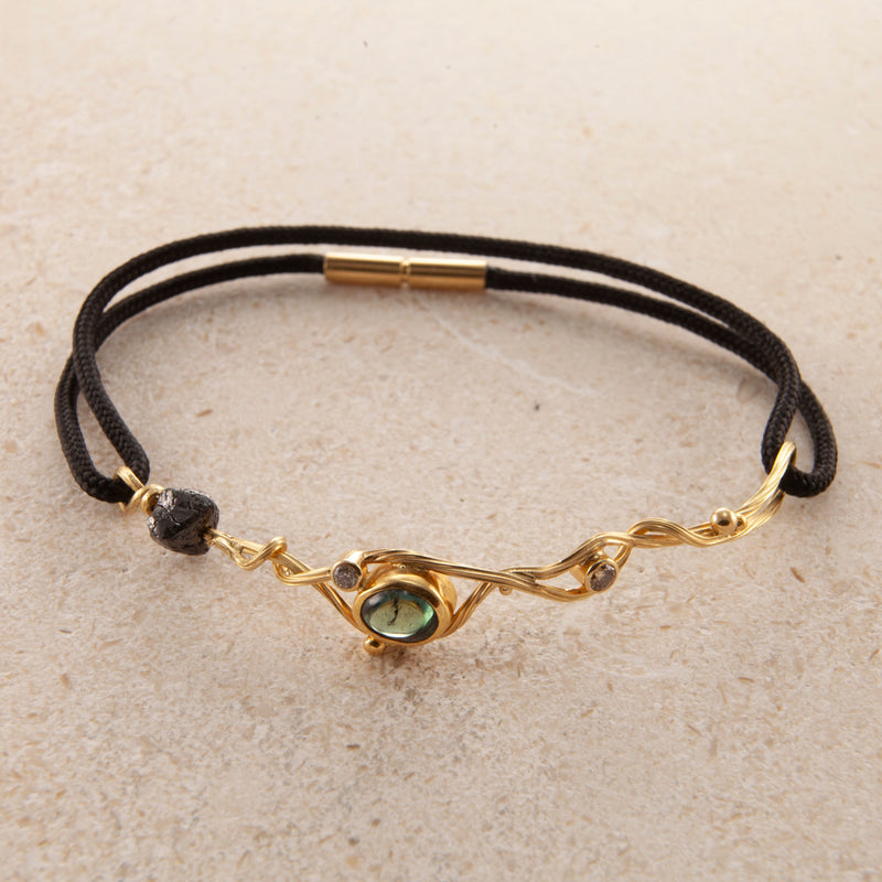 Seafire 18K & 22K Gold Bracelet w. Sapphire & Diamond