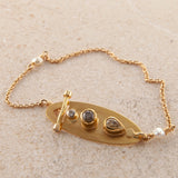 Riva 18K & 22K Gold Bracelet w. Keshi Pearl & Diamonds