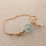 Seafire 18K & 22K Gold Bracelet w. Keshi Pearl, Aquamarine & Diamond