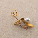 Spiral 18K & 22K Gold Earrings w. Sapphires, Pearl & Diamonds