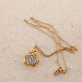 Large Gone Fishing 18K & 22K Gold Necklace w. Diamonds
