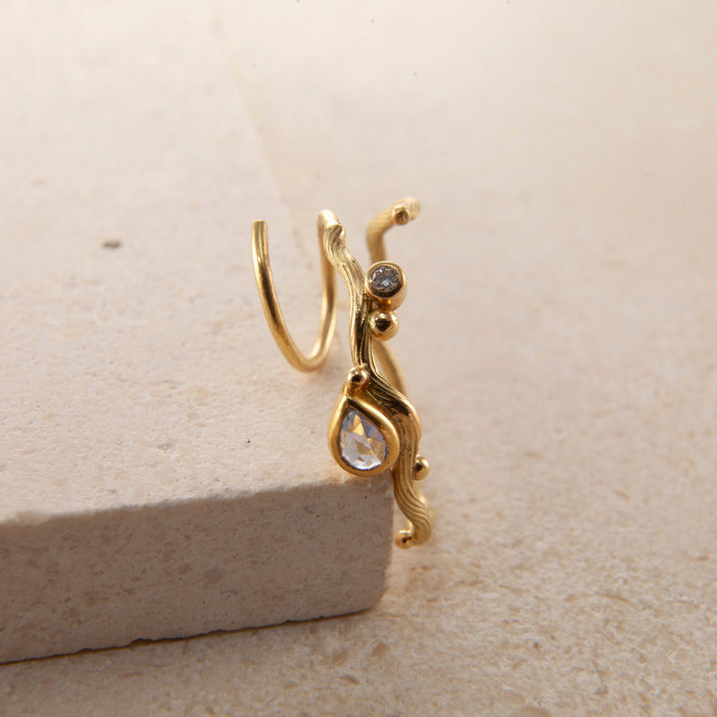 Tallulah Medium 18K & 22K Guld Hoops m. Diamant & Safir