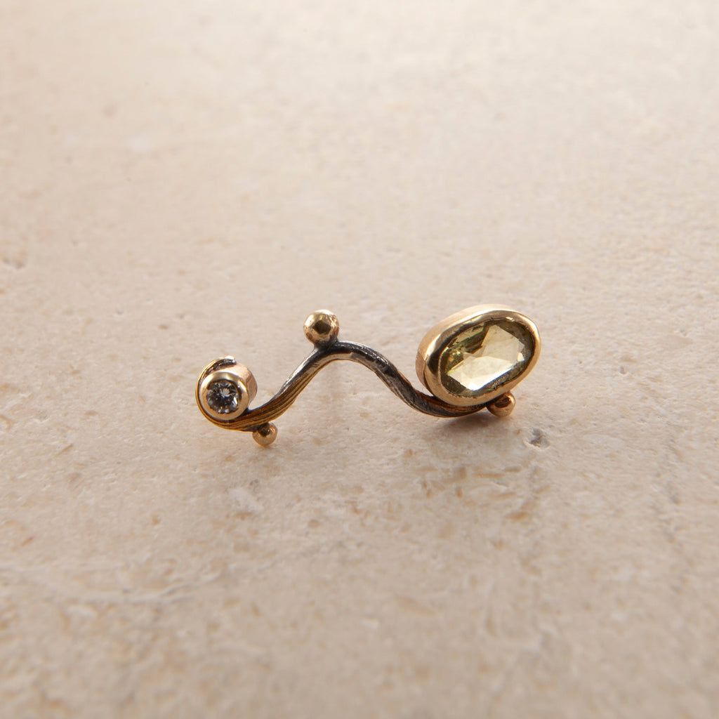 Seafire 18K, 22K og 24K Guld & Sølv Øreringe m. Safir & Diamant