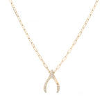 Wishbone Paved Small 18K Gold Necklace w. Lab-Grown Diamonds