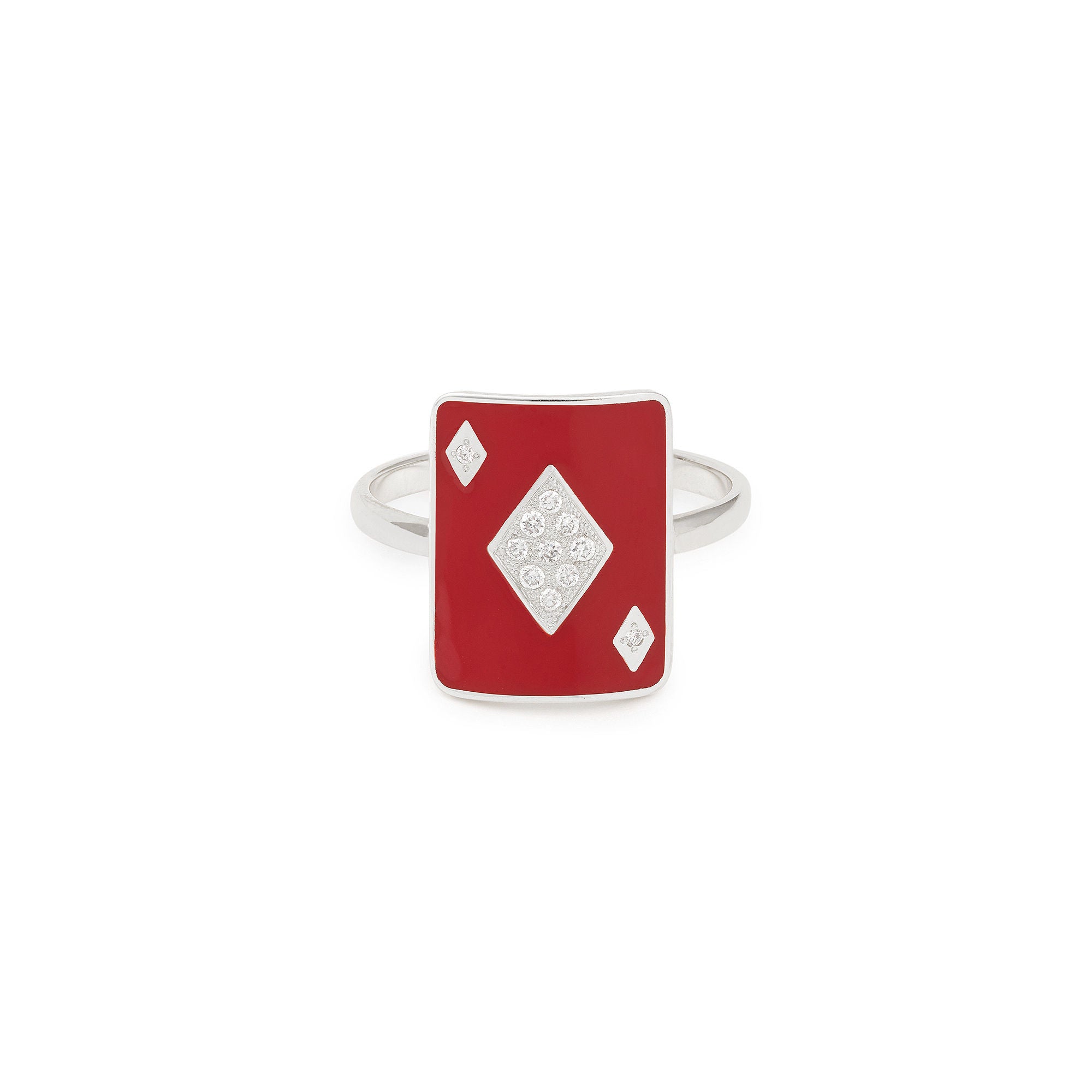 Honneur Lacquer Pinkie 18K White Gold Ring w. Lab-Grown Diamonds