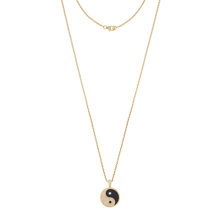 Yin Yang Large 18K Gold Necklace w. Lab-Grown Diamonds