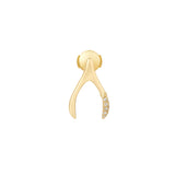 Wishbone Semi Paved mono 18K Gold Earring w. Lab-Grown Diamonds