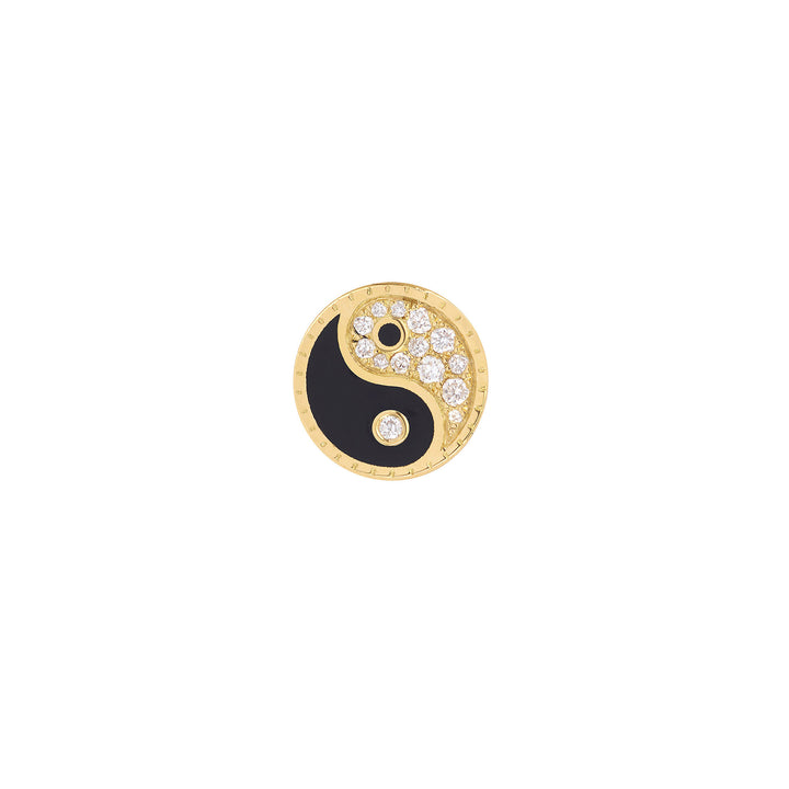 Yin Yang mono 18K Gold Earring w. Lab-Grown Diamonds