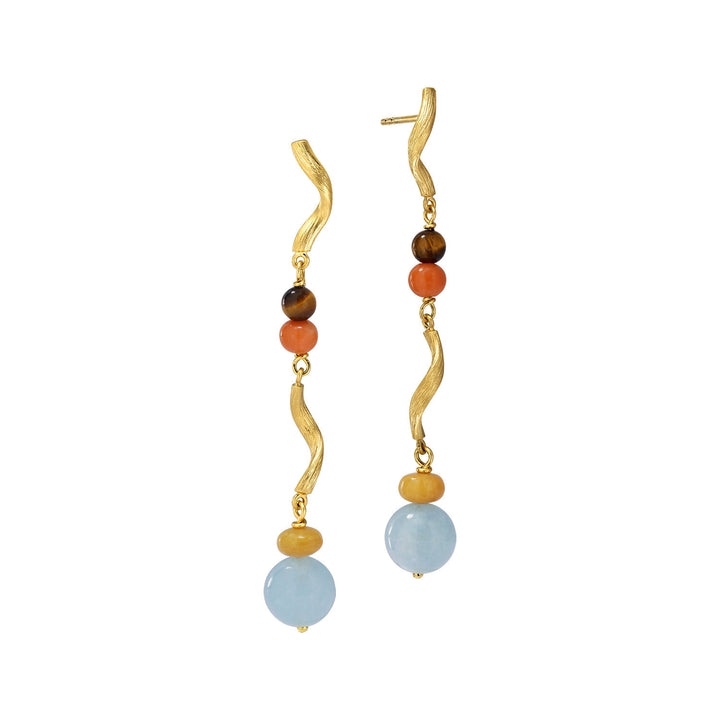Short Vega 18K Gold Earrings w. Aquamarines