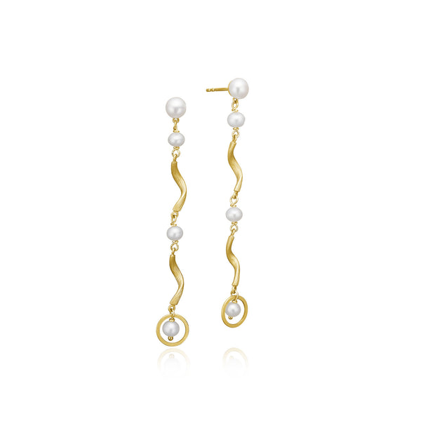 Vega Pearl Long 18K Gold Earring